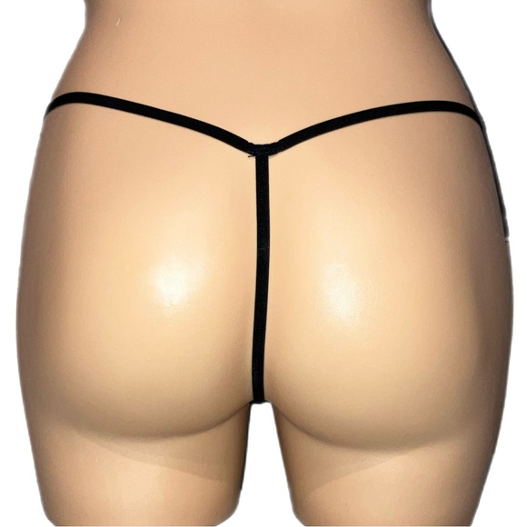 *3 for $30!* Victorias Secret Black Fishnet Lace Strappy V-String Thong Panty S - Picture 2 of 2